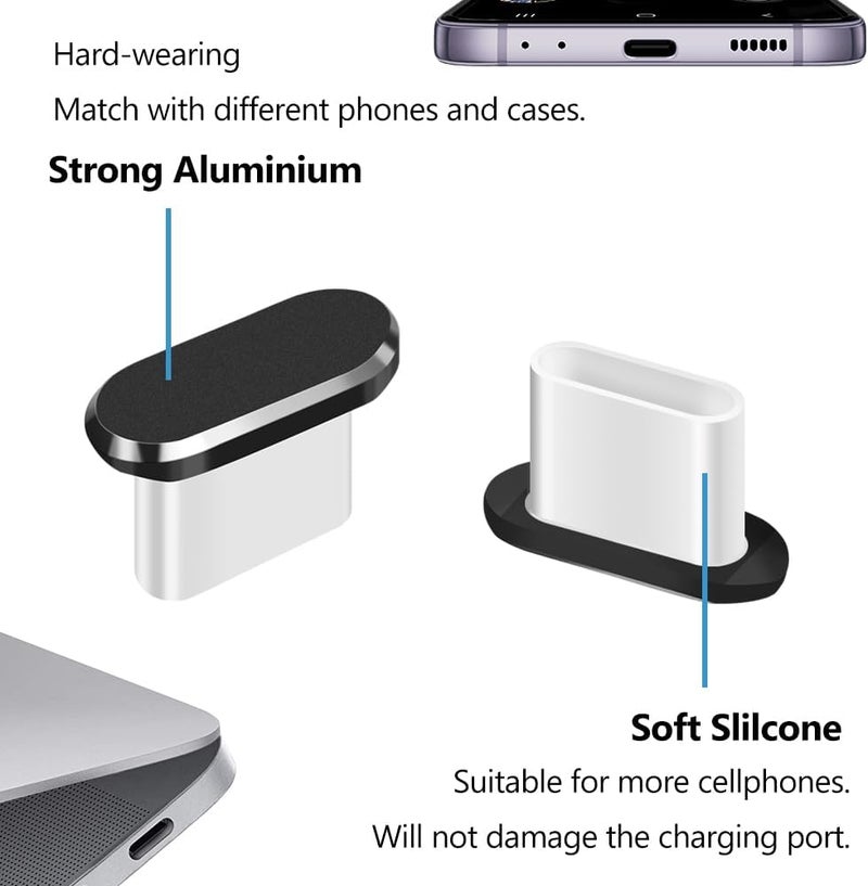Limvory USB C Dust Plug, Type C Anti Dust Cover Protector Cap with Phone Speaker Cover Compatible with iPhone 17 16 15 Series, Samsung Galaxy S22/S21/S20, Note 20/10, All USB C Devices - Image 2